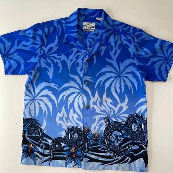 Pineapple Connection Hawaiian button up shirt.  Silky soft.  Size Boys Large (7) - Picture 1 of 3